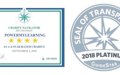PowerMyLearning Awarded Coveted 4-Star Rating from Charity Navigator for 11 Years Running and the 2018 Platinum Seal of Transparency from GuideStar